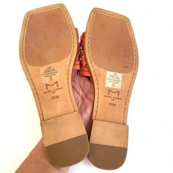 Marc Fisher LTD Suede Rebecca Slide Sandal Light Orange 6.5 - Picture 5 of 7